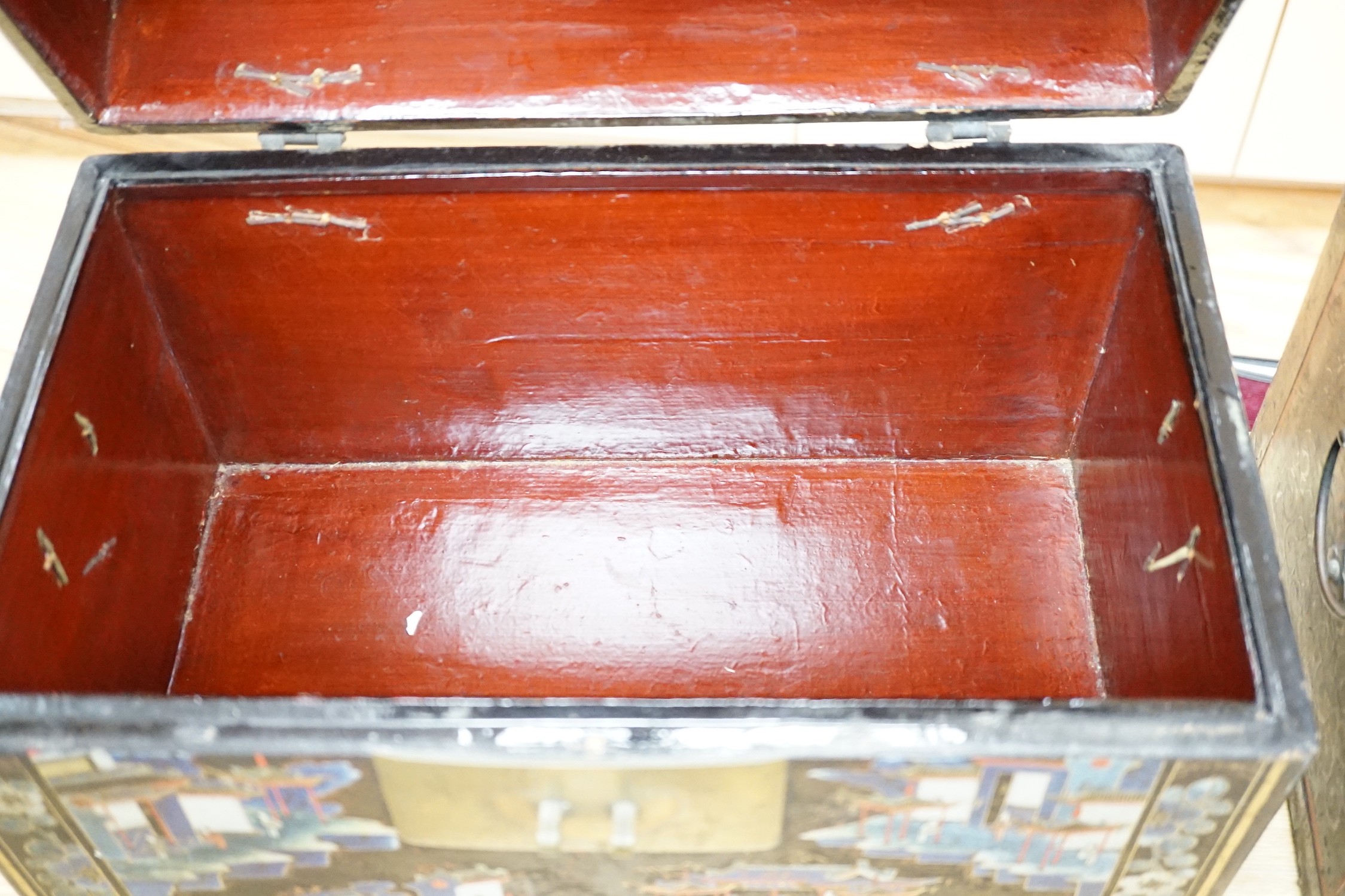 A pair of Chinese export lacquer boxes, 43cm wide